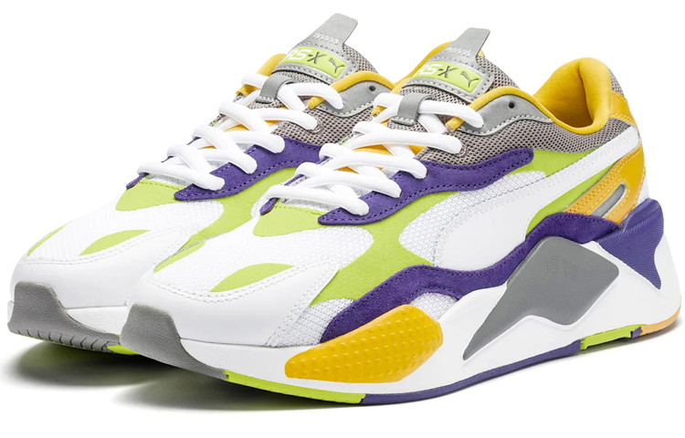 Мужские кроссовки PUMA RS-X3 Level Up PU (бело-желтые) — Белый / жёлтый — фото 3