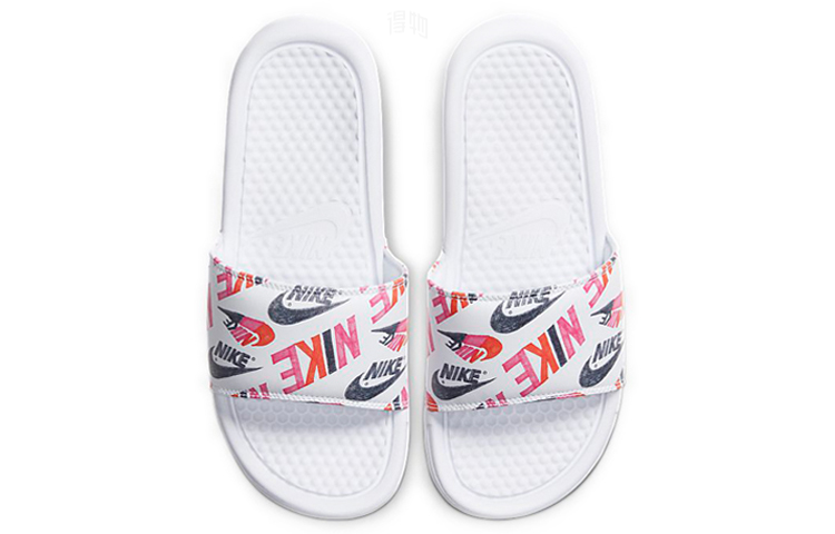Женские шлепанцы Nike Benassi JDI Floral (бело-черно-красные) — Белыйчёрныйкрасный — фото 3