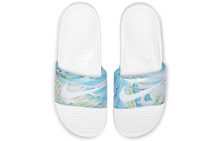 Женские шлепанцы Nike Benassi JDI (бело-синие) — фото 3