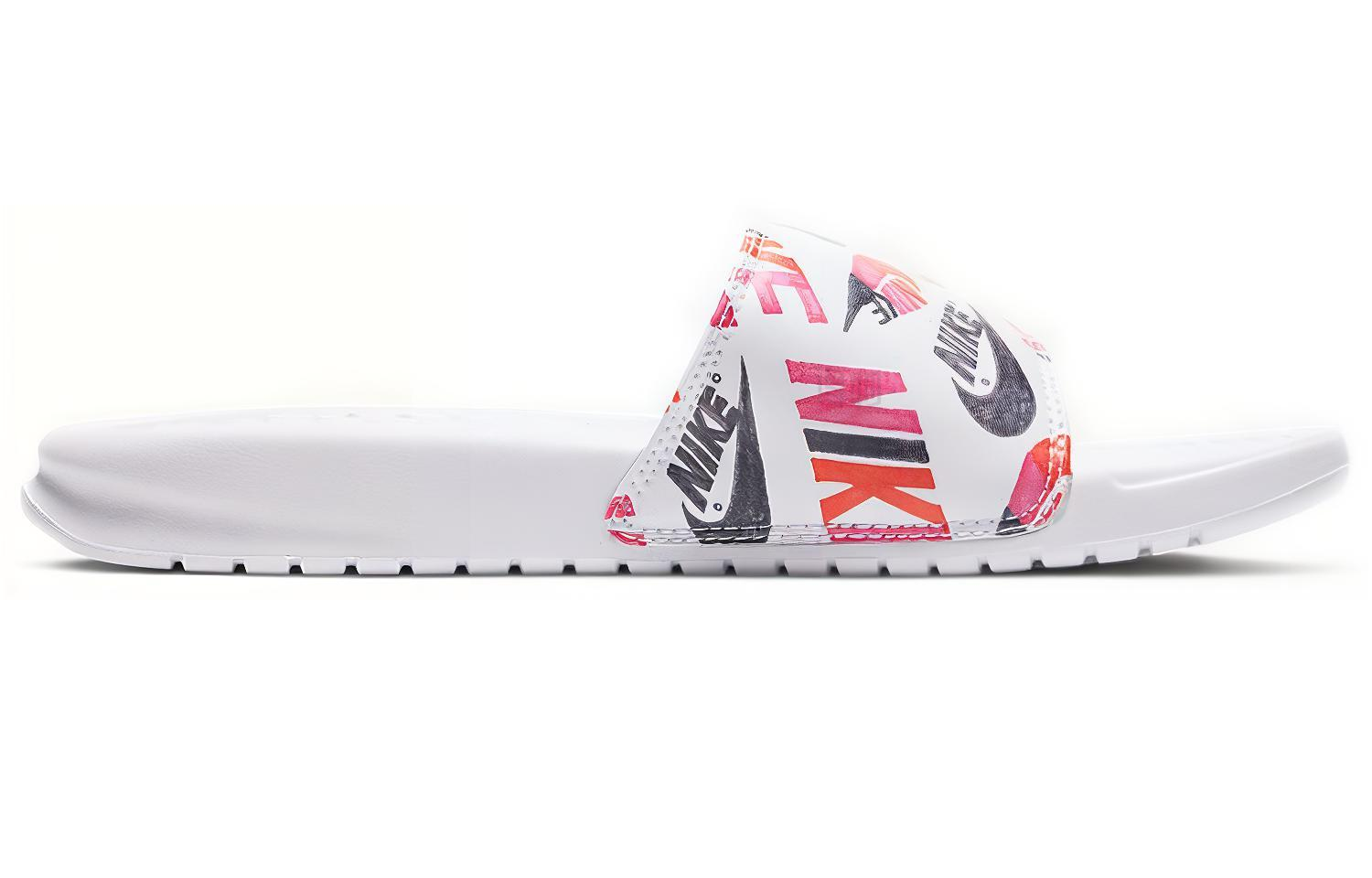 Женские шлепанцы Nike Benassi JDI Floral (бело-черно-красные) — Белыйчёрныйкрасный — фото 2