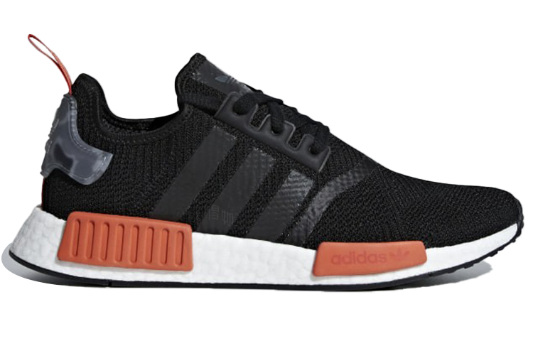 Кроссовки adidas Originals NMD_R1 (черно-бело-оранжевые) — Чёрный / белый / оранжевый — фото 2