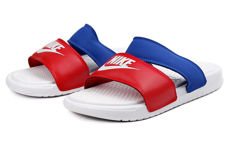 Женские шлепанцы Nike Benassi Duo Ultra Slide (бело-красно-синие) — фото 3