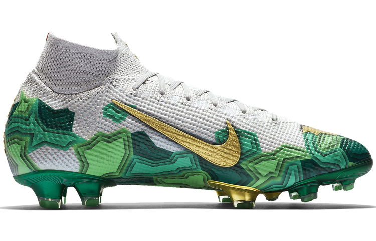 Мужские кроссовки Nike Mercurial Superfly 7 13 Elite SE FG (бело-зеленые) — фото 2