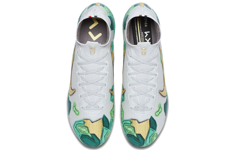 Мужские кроссовки Nike Mercurial Superfly 7 13 Elite SE FG (бело-зеленые) — фото 4