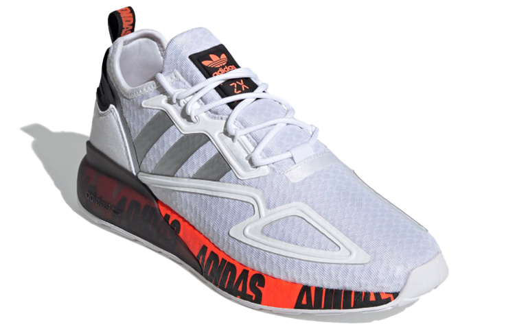 Кроссовки adidas originals ZX 2K Boost (бело-черно-красные с серебристым) — Белый / чёрный / красный / серебристый — фото 2