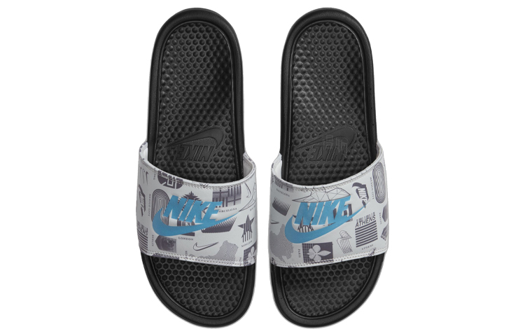 Мужские шлепанцы Nike Benassi (черно-белые) — фото 3