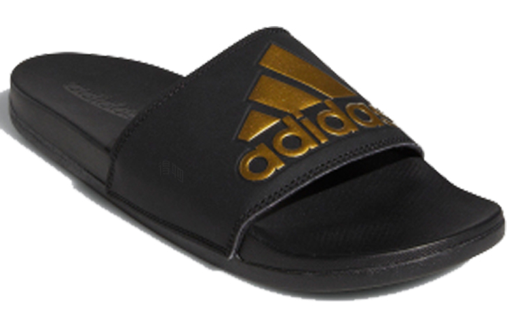 Мужские шлепанцы adidas Adilette Comfort (черно-золотые) — фото 2