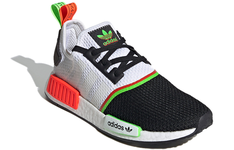 Кроссовки adidas originals NMD_R1 (бело-черно-красно-зеленые) — Белый / чёрный / красный / зелёный — фото 3