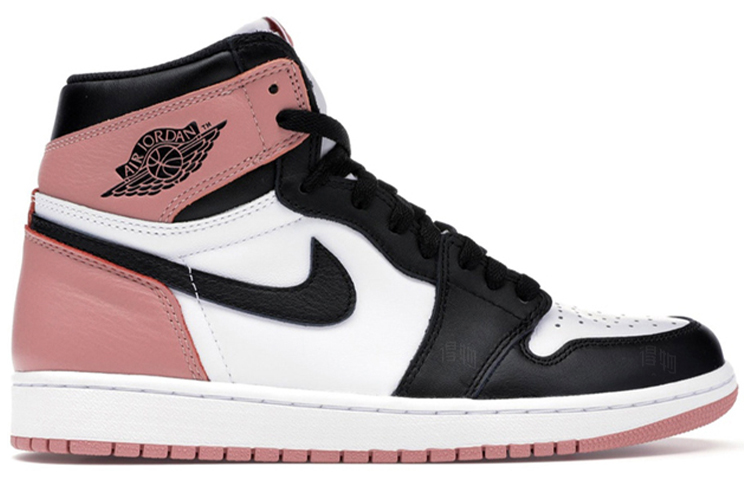 Мужские кроссовки Jordan Air Jordan 1 Retro High Rust Pink (бело-черно-розовые) — Белый / чёрный / розовый — фото 2