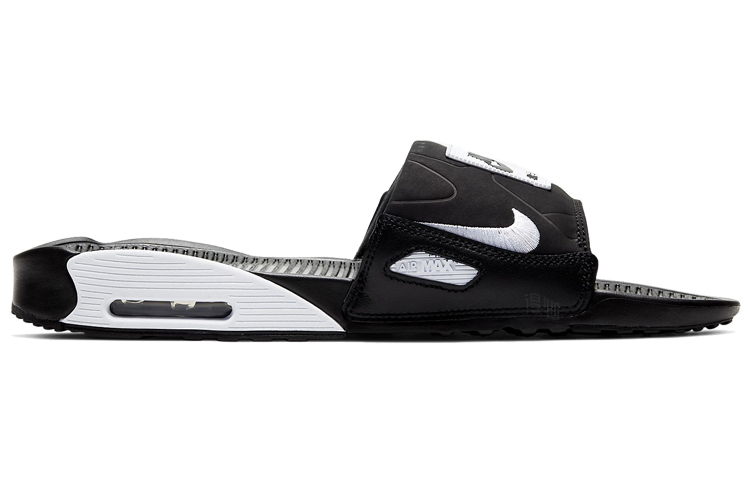 Мужские шлепанцы Nike Air Max 90 (черно-белые) — Чёрный / белый — фото 2