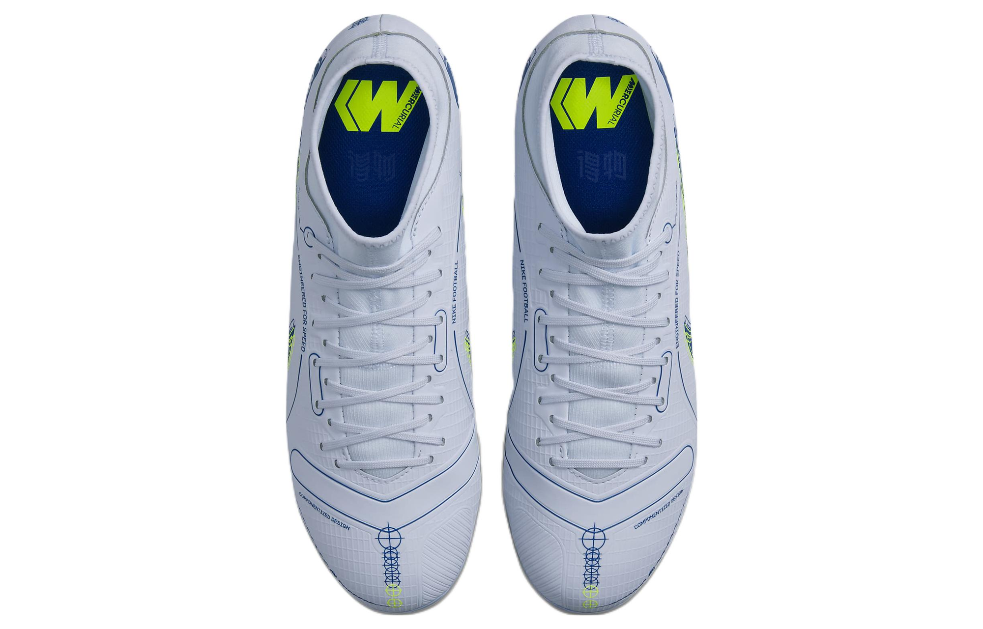 Кроссовки Nike Mercurial Superfly 8 14 Academy MG (серо-синий) — 足球灰/浅海蓝/荧光黄/暗滨海蓝 — фото 4