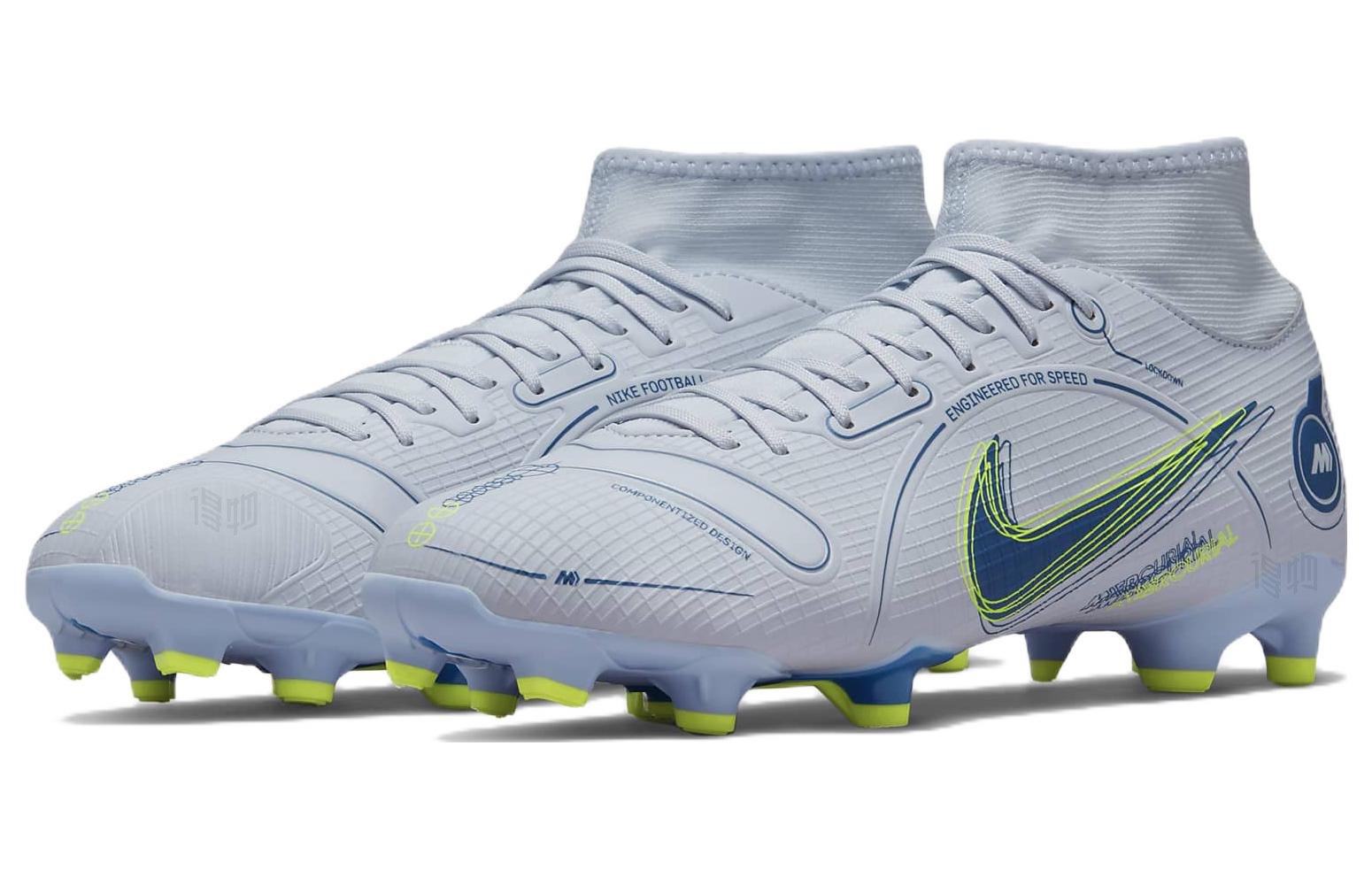 Кроссовки Nike Mercurial Superfly 8 14 Academy MG (серо-синий) — 足球灰/浅海蓝/荧光黄/暗滨海蓝 — фото 3