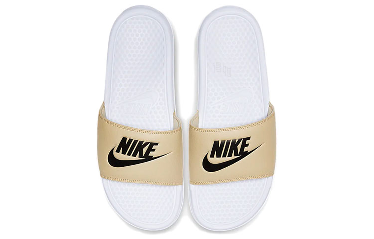 Шлепанцы Nike Benassi Jdi (бело-золотые) — фото 3