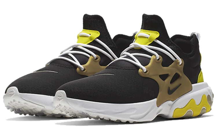 Мужские кроссовки Nike React Presto (черно-желтые) — фото 2
