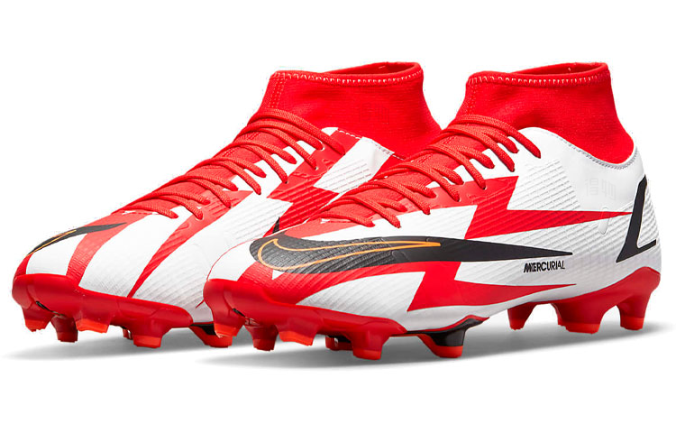 Футбольные бутсы Nike Mercurial Superfly 8 Academy CR7 MG FG (бело-черно-красные) — фото 3