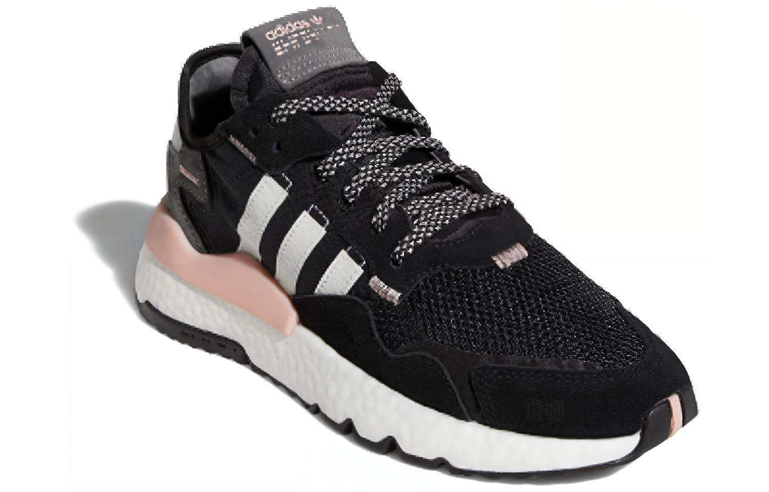 Женские кроссовки adidas originals Nite Jogger (черно-розовые) — Чёрный / розовый — фото 3