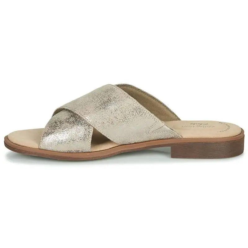 Clarks Leather Slide Slippers Women's Dark Green