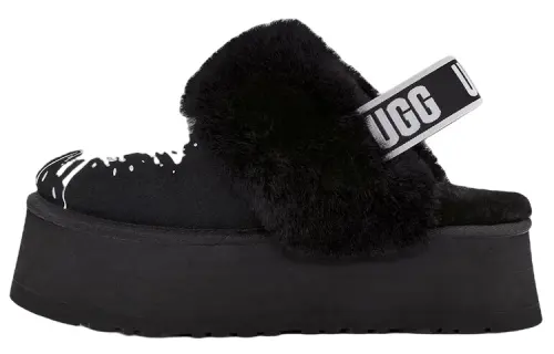 UGG Funkette Graphic Suede Slippers Women's Black
