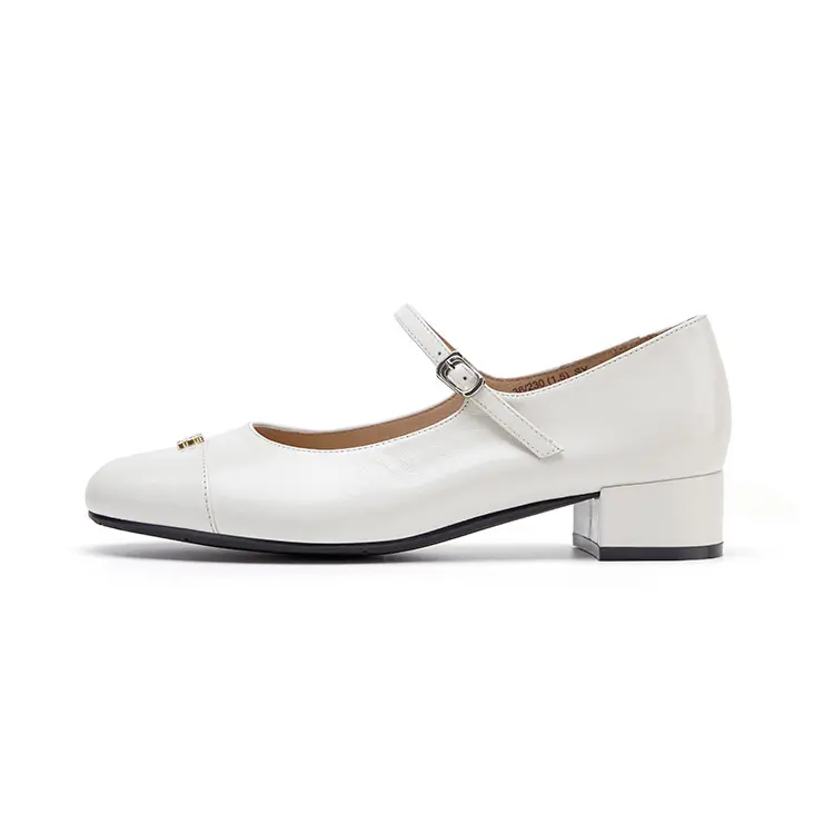 Marie Claire Cow Leather Mary Jane Shoes Women's White