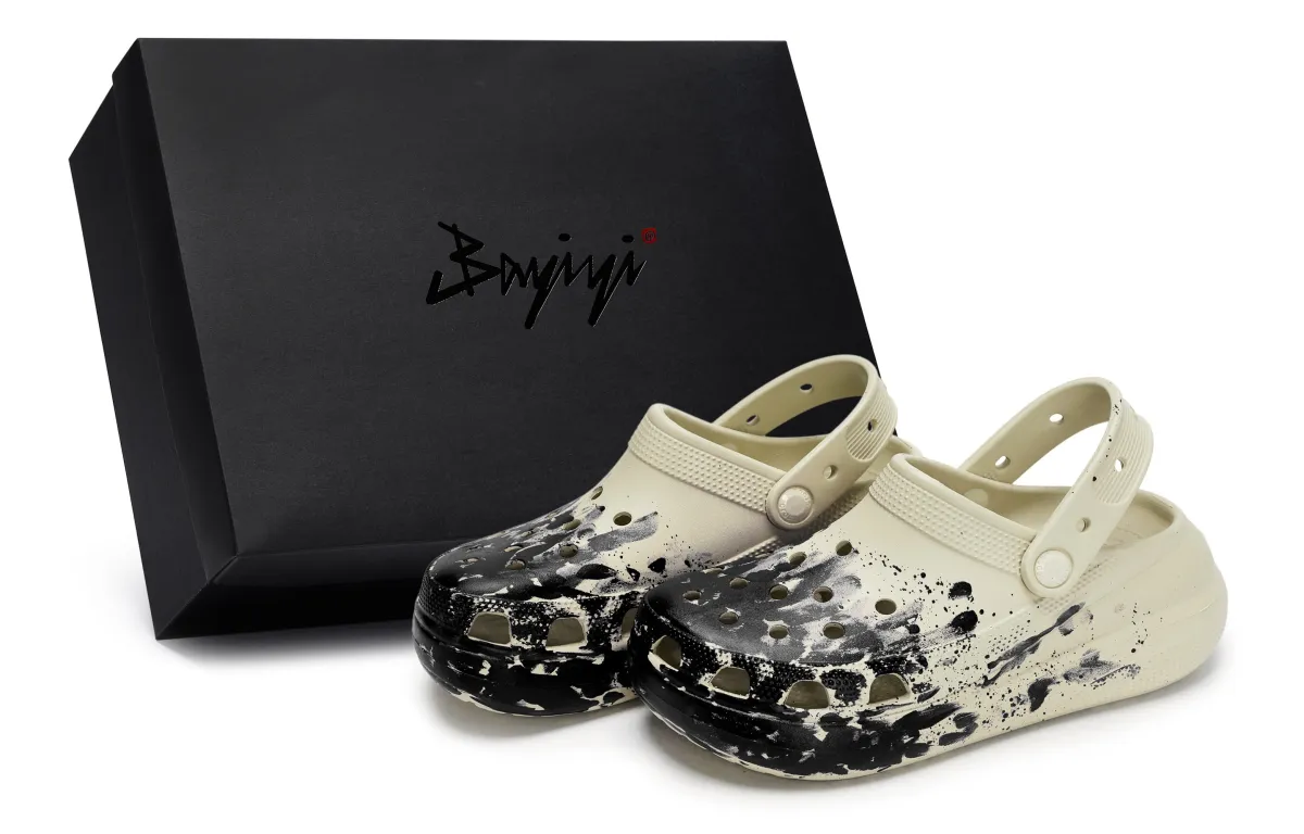 Crocs Crush Clog 811 Manufacturing, Nightfall Live, Special Shoe Box EVA Clogs Unisex Bone White Black