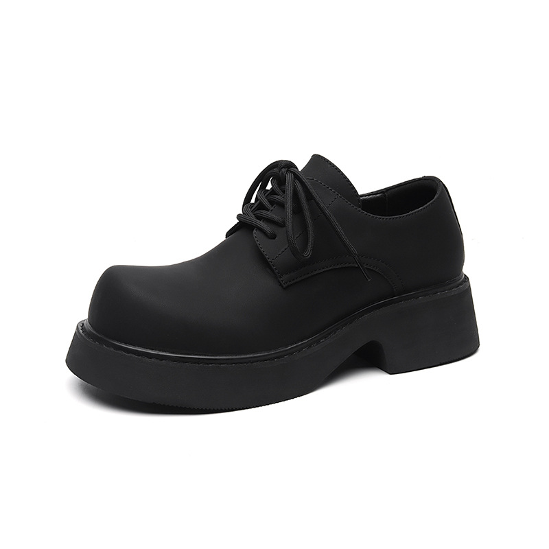 V ZERO FIVE Chunky Derby Shoes Microfiber Leather Casual Shoes Unisex Black British