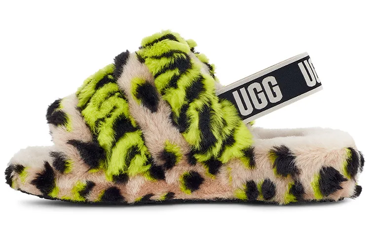 UGG FLUFF YEAH Fabric Sandals Women's Lime
