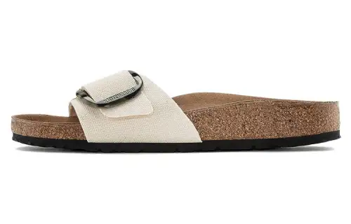 Birkenstock Madrid Vegan Big Buckle Textile Narrow Fit Sandals 'Eggshell' Women's