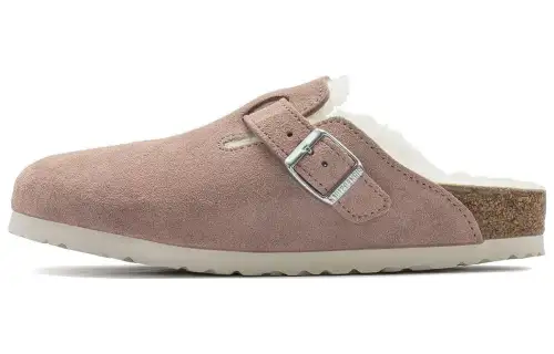 Birkenstock Suede Closed Toe Slippers Women's Pink Regular