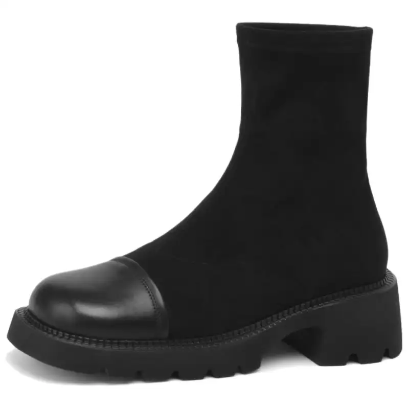 D FUSE SCANDINAVIA Platform British Style, Fleece Lined Chunky Heel Casual Boots Ankle Boots 5.5cm Women's