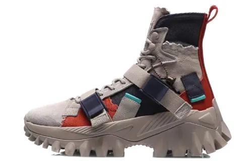 Li Ning CF Trendy Slip Resistant Abrasion Resistant High top Casual Shoes Men's Deer Gray