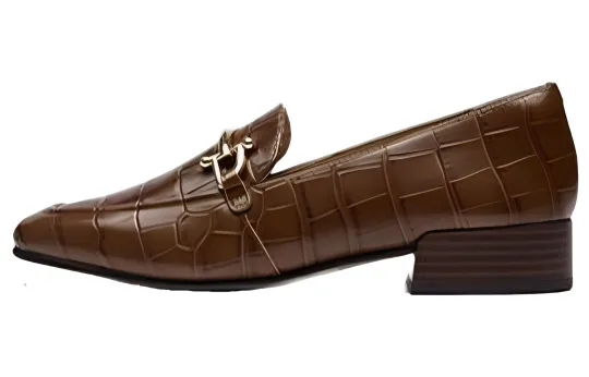 Clarks Top Grain Cow Leather Loafers Women's Dark Brown