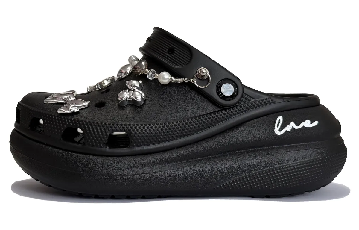 Crocs Classic Crush Moon Mail, Dark Forest EVA Clogs Unisex Black