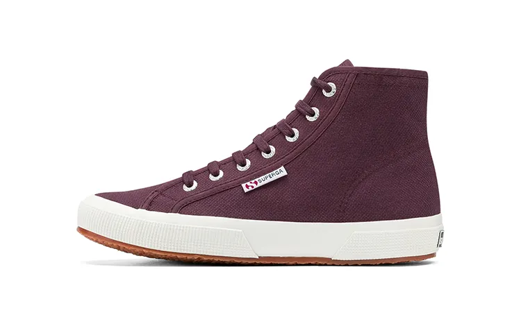SUPERGA Slip Resistant Abrasion Resistant High top Canvas Shoes Unisex Burgundy