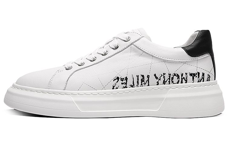 Anthony Miller cow leather lace-up casual retro fashion sneakers white