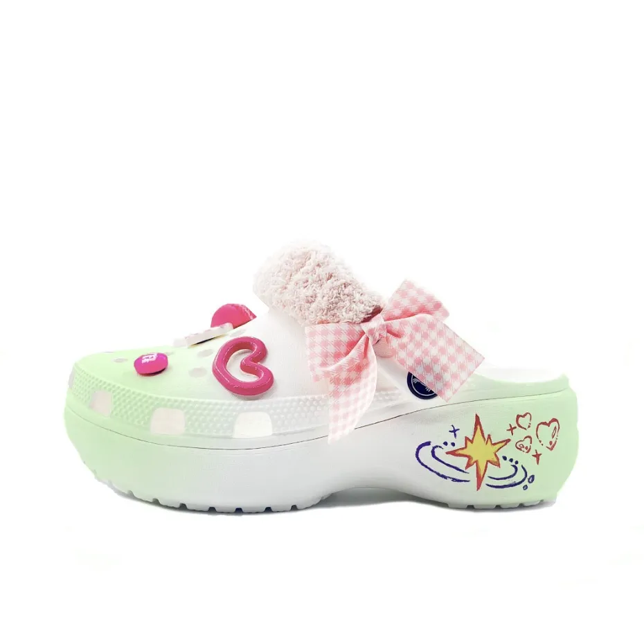 Crocs Classic Platform Clog Xingji Niche Campus Style EVA Clogs Unisex Green