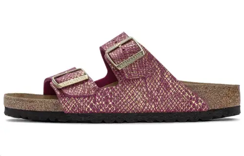 Birkenstock Arizona Slide Slippers Women's Dark Purple Red Narrow