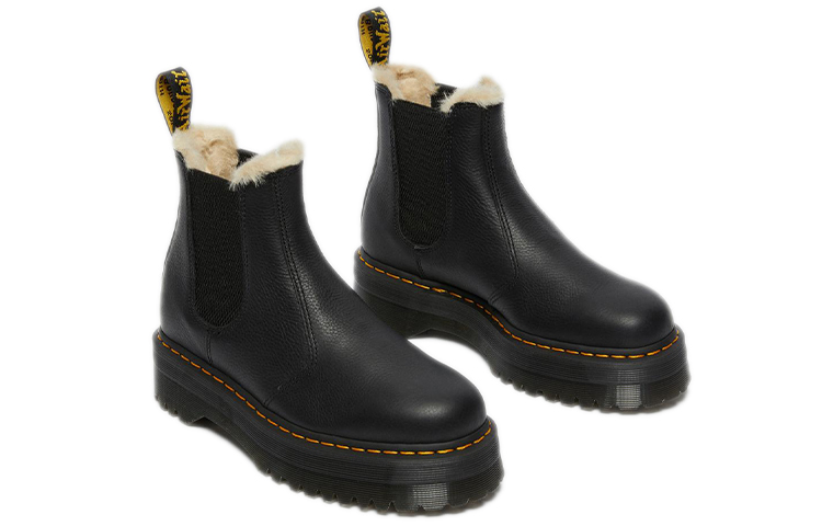 2976 Dr.Martens Faux Fur Lined Platform Chelsea Boot 'Black'