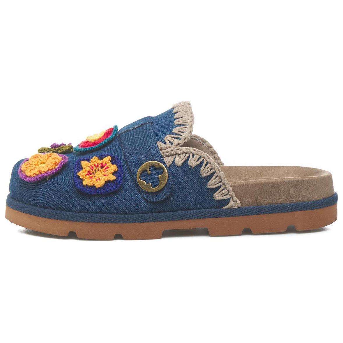 MOU Rubber Sole Abrasion Resistant Closed Toe Slippers Women's Blue