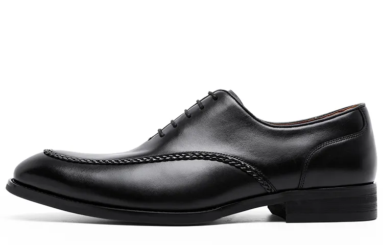Desai first-layer cowhide, workplace interview, business commuting, wedding essentials, British style pointed toe, formal leather shoes, men's style, black