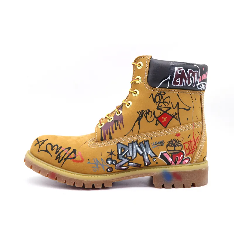 Timberland PREMIUM Short Combat Boots Low Heel <3cm Men's Yellow Wide Fit
