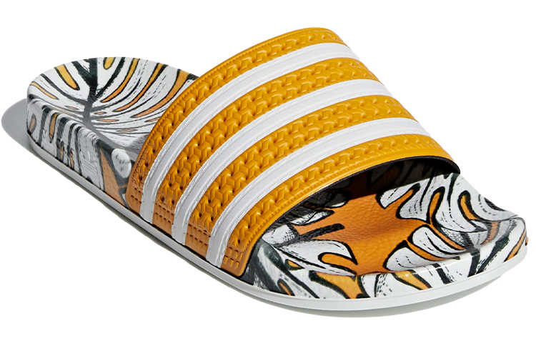 Женские шлепанцы adidas originals Adilette Slides (желто-черно-белые) — фото 3