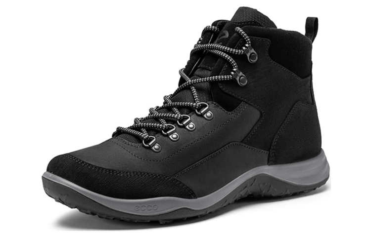 Ecco Cow Leather High top Outdoor Casual Shoes Men’s Black