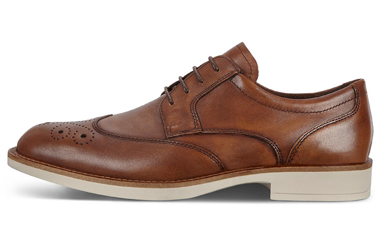 Ecco Casual Leather Shoes Men's Low Top Amber