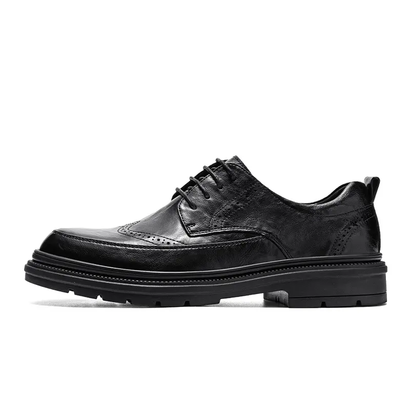 Bull Family G.N.SHIJIA two-layer cowhide, thick sole, fashionable, versatile, trendy, wear-resistant, cooling and warm, classic casual, breathable, soft, business style, formal leather shoes, men's style