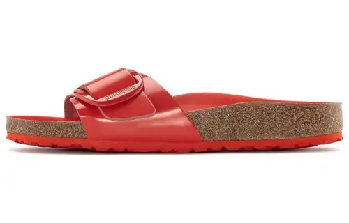 Birkenstock Leather Slide Slippers Women's Red Regular