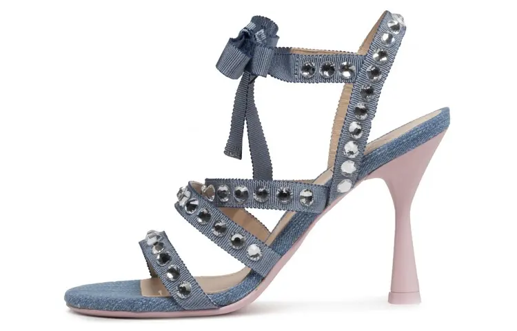 AGL Fabric One Strap Sandals 9.5cm Women's Blue