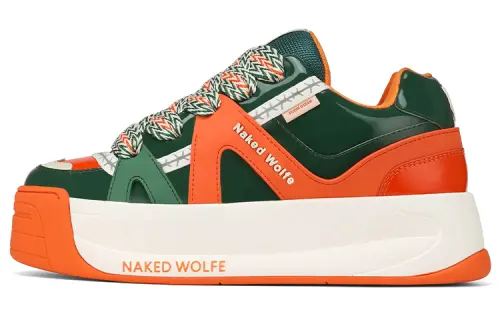 Naked Wolfe Slide Leather Low top Stylish Skateboarding Shoes Men's Green Orange