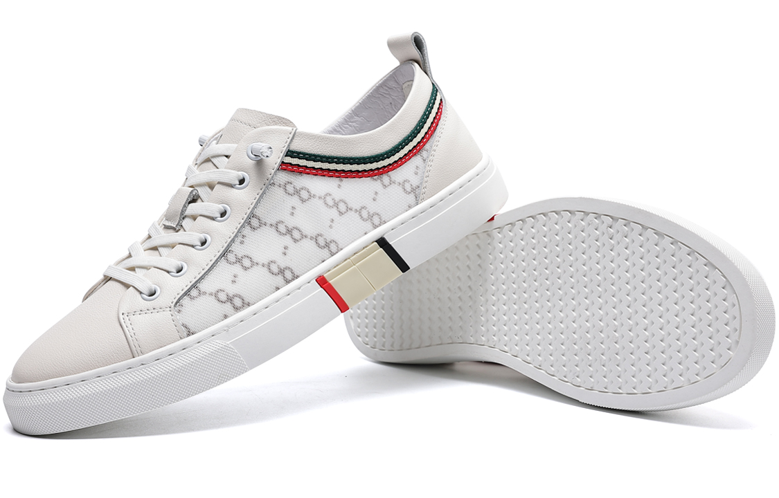 C°BANNER Cow Leather, Textile Low top Stylish Skateboarding Shoes Men's White