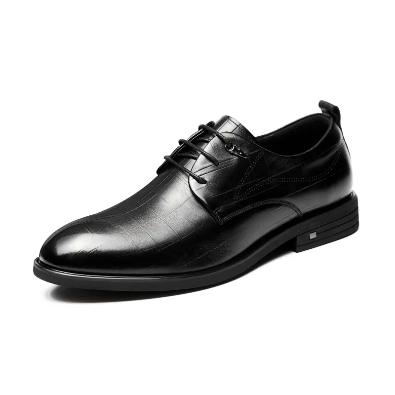 AOKANG cow leather British business fashion breathable formal leather shoes men's black