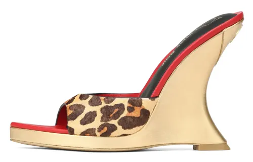 Naked Wolfe Anaconda Leather Pointed Toe Stylish Sandals, Heel Height 12cm Women's Gold
